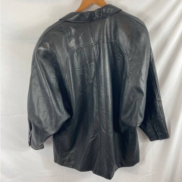 Vakko Vintage Dolman Sleeve Slouchy Leather Jacket Medium - Picture 3 of 4